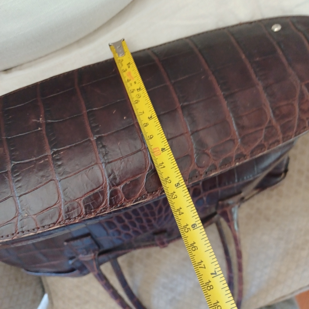 Talbots Brown  Croco Leather Vintage Bag Tote Purse Old Money Y2k - Picture 8 of 9